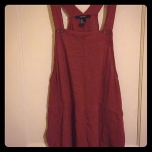 F21 Red Short Overalls